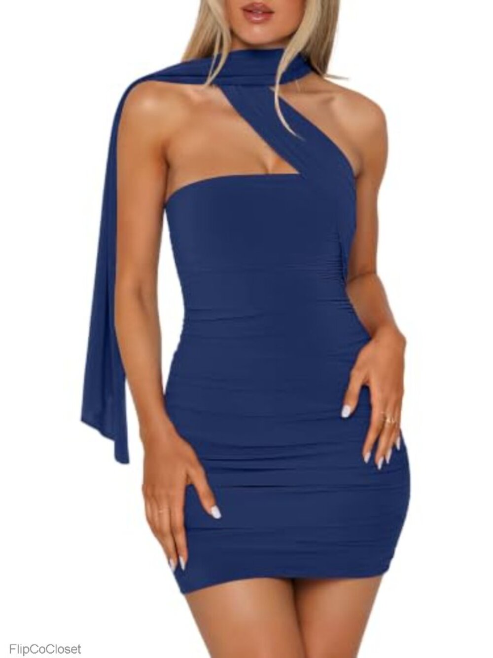 Strapless Bodycon Mini Dress with Scarf Wrap Ruched Club Night Out Y2k